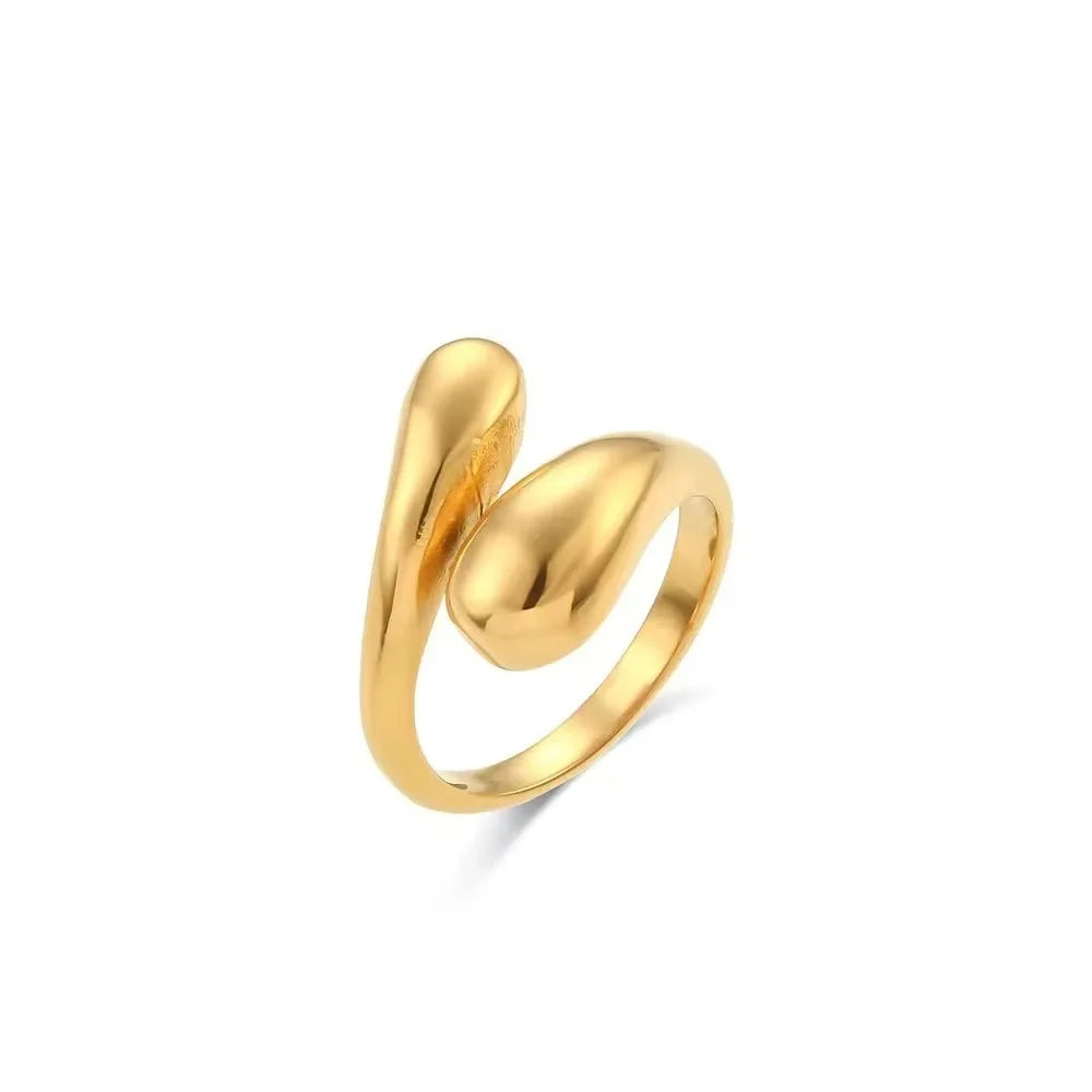 Smooth Double Ball Bead Ladies Open Ring Gold Color Geometric Pair Rings Simple Aesthetic Jewelry Gift.
