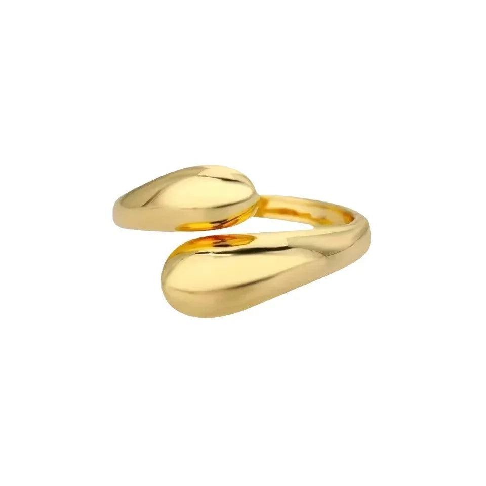 Smooth Double Ball Bead Ladies Open Ring Gold Color Geometric Pair Rings Simple Aesthetic Jewelry Gift.