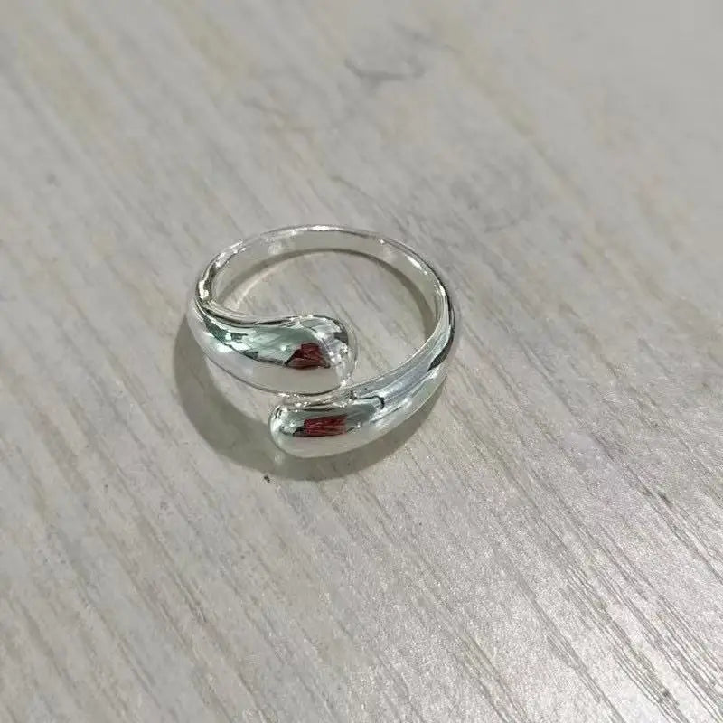 Smooth Double Ball Bead Ladies Open Ring Gold Color Geometric Pair Rings Simple Aesthetic Jewelry Gift.