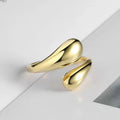 Smooth Double Ball Bead Ladies Open Ring Gold Color Geometric Pair Rings Simple Aesthetic Jewelry Gift.